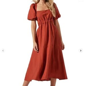 NWT Astr The Label Angeles Cutout Linen Blend Midi Dress